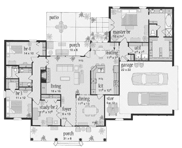 Country Floor Plan - Main Floor Plan #36-336