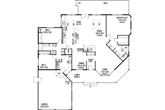 Floor Plan - Main Floor for Country House Plan #60-186 - 3 bed, 2 bath