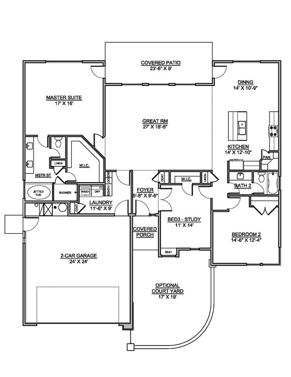 Dream House Plan - Adobe / Southwestern Floor Plan - Main Floor Plan #1073-32