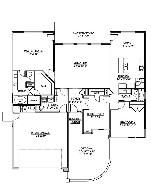 Adobe / Southwestern Floor Plan - Main Floor Plan #1073-32