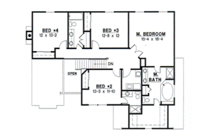 Floor Plan - Upper Floor for Traditional House Plan #67-530 - 4 bed, 3.5 bath