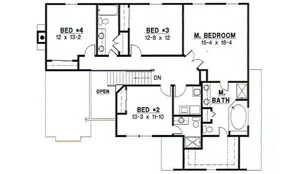 Traditional Floor Plan - Upper Floor Plan #67-530