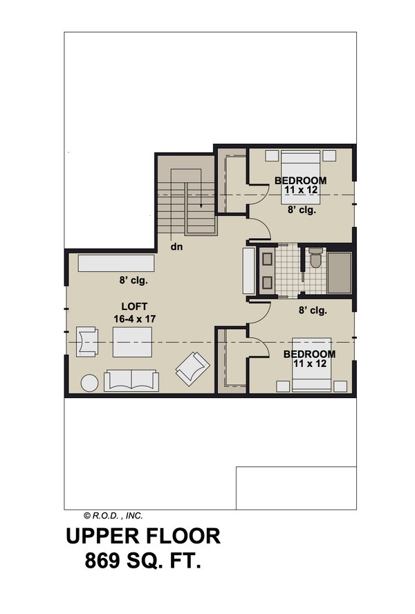 Farmhouse Floor Plan - Upper Floor Plan #51-1335