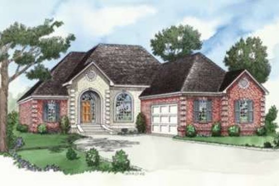 Exterior - Front Elevation for European House Plan #16-327 - 3 bed, 2 bath
