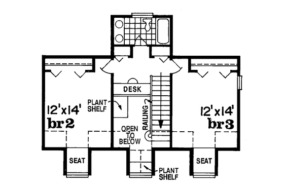 Floor Plan - Upper Floor for Traditional House Plan #47-282 - 3 bed, 2.5 bath