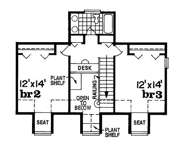 Traditional Floor Plan - Upper Floor Plan #47-282