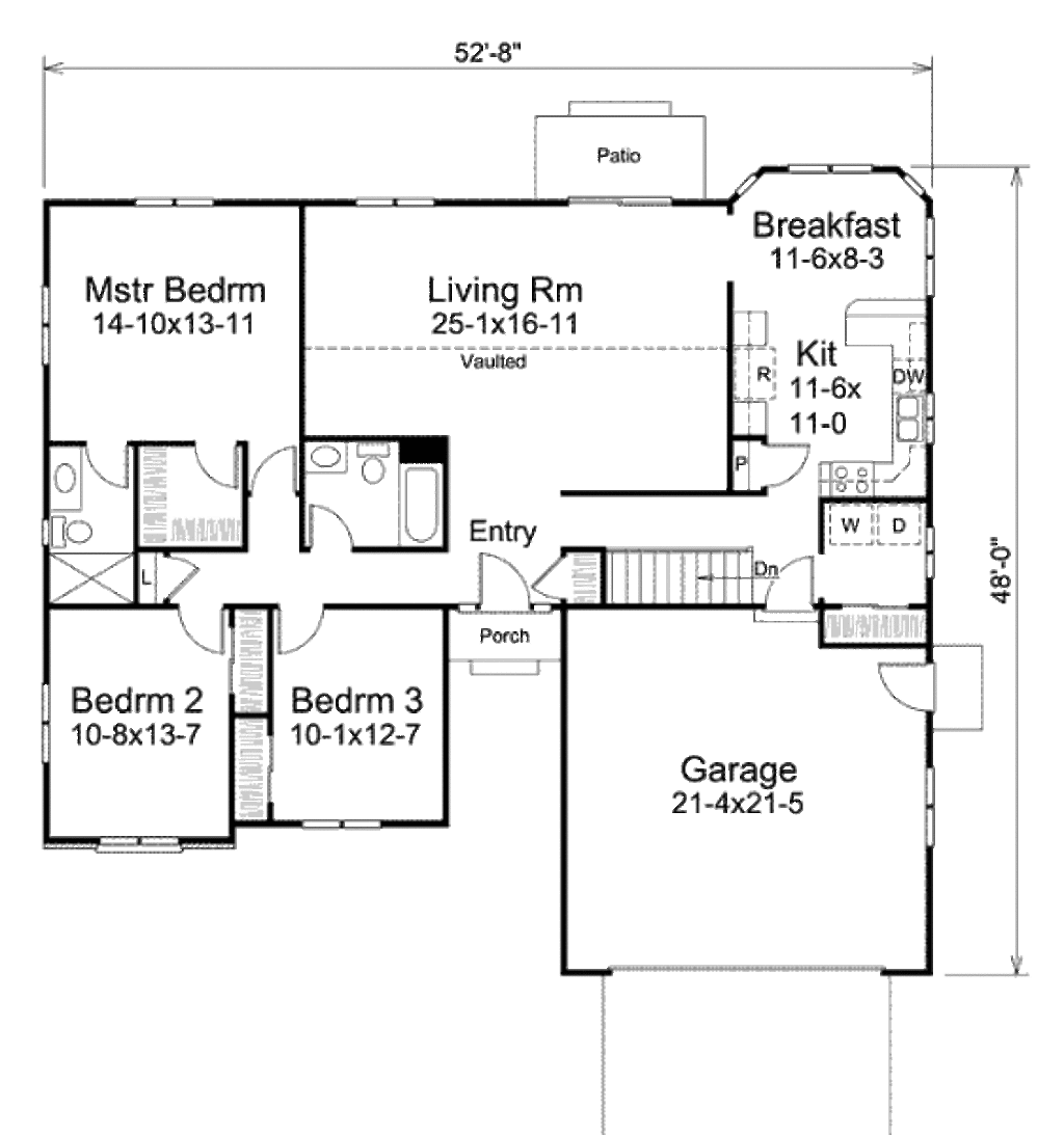 Ranch Style House Plan - 3 Beds 2 Baths 1500 Sq/Ft Plan #57-461 - Decor