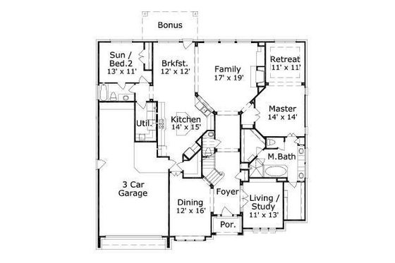 Floor Plan - Main Floor for European House Plan #411-534 - 5 bed, 4.5 bath