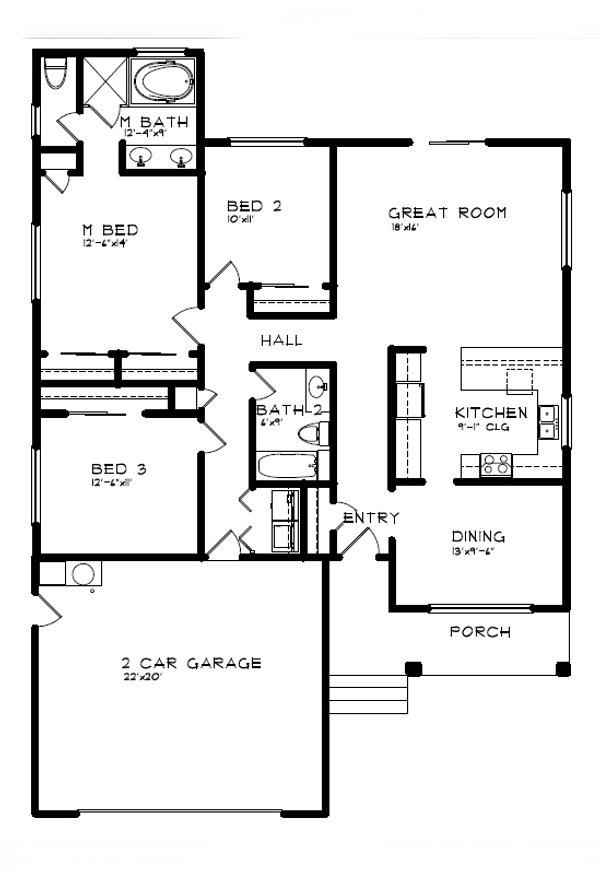 Craftsman Floor Plan - Main Floor Plan #515-47