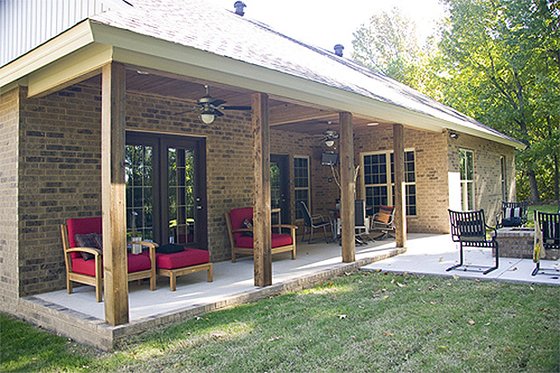 Exterior - Rear Elevation 1 for European House Plan #17-123 - 3 bed, 2 bath