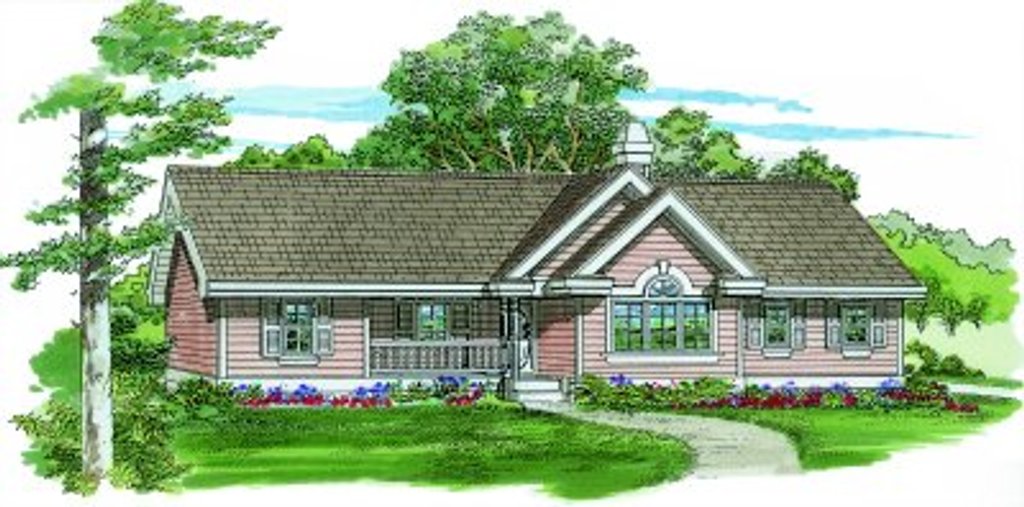 Exterior - Front Elevation 2 for Ranch House Plan #47-326 - 3 bed, 2 bath