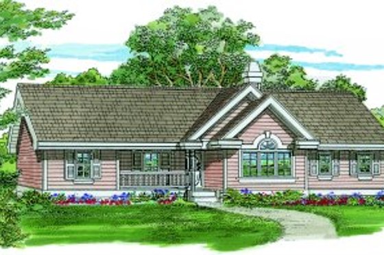 Exterior - Front Elevation for Ranch House Plan #47-326 - 3 bed, 2 bath