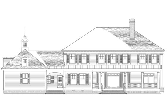 Exterior - Rear Elevation for Traditional House Plan #137-292 - 4 bed, 5.5 bath