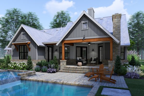 Exterior - Other Elevation 3 for Farmhouse House Plan #120-281 - 3 bed, 2 bath