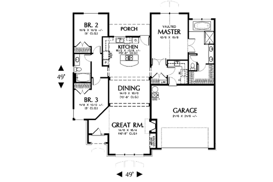 Floor Plan - Main Floor for Traditional House Plan #48-273 - 3 bed, 2 bath