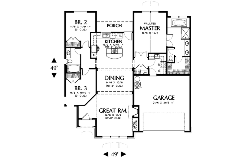 Home Plan - Floor Plan - Main Floor for Traditional House Plan #48-273 - 3 bed, 2 bath