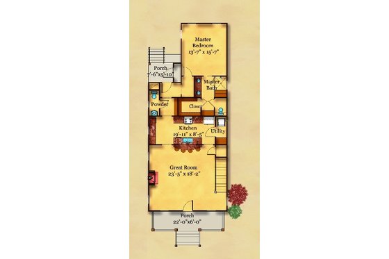 Floor Plan - Main Floor for Traditional House Plan #442-5 - 3 bed, 2.5 bath