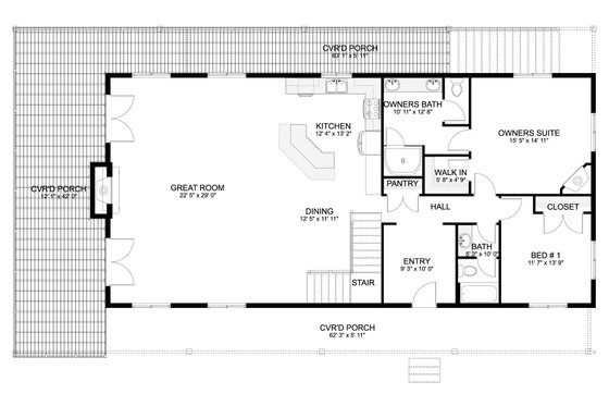 Floor Plan - Main Floor for Cabin House Plan #1060-355 - 2 bed, 2 bath