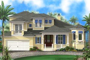 Beach Exterior - Front Elevation Plan #27-514