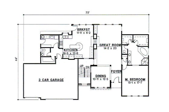 Floor Plan - Main Floor for European House Plan #67-715 - 4 bed, 3 bath