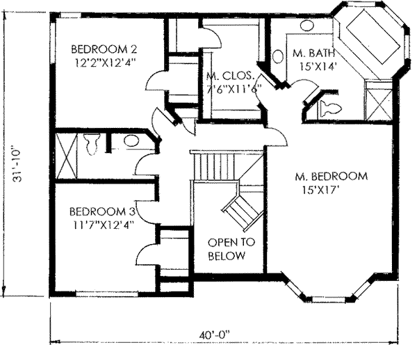 Tudor Floor Plan - Upper Floor Plan #136-108