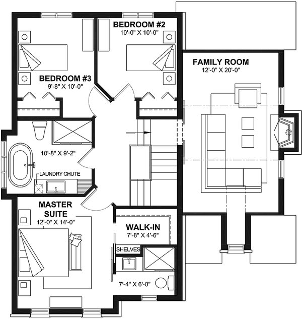 Dream House Plan - Traditional Floor Plan - Upper Floor Plan #23-358