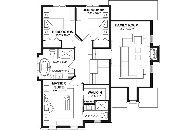 Home Plan - Floor Plan - Upper Floor for Traditional House Plan #23-358 - 3 bed, 1.5 bath
