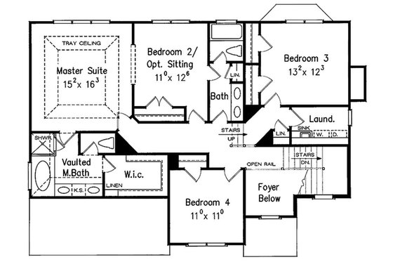 Floor Plan - Upper Floor for Colonial House Plan #927-21 - 5 bed, 3 bath