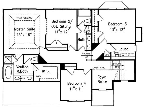Colonial Floor Plan - Upper Floor Plan #927-21