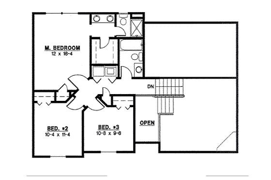 Floor Plan - Upper Floor for Traditional House Plan #67-799 - 3 bed, 2 bath