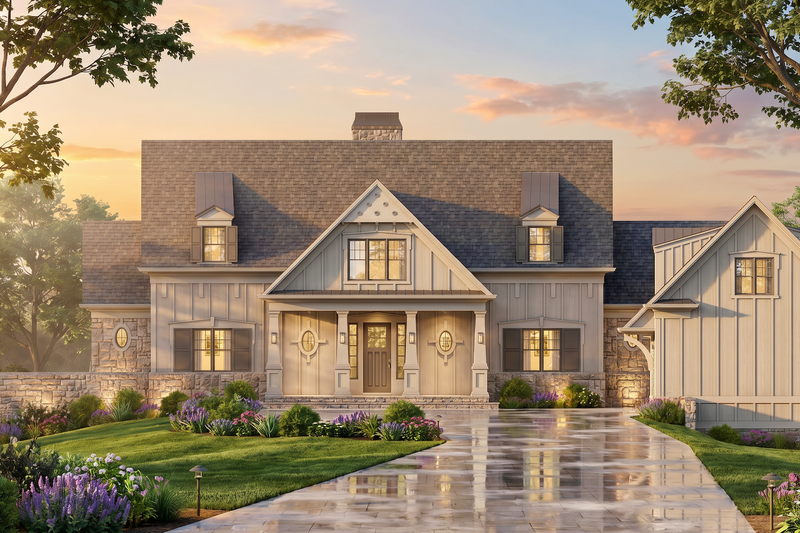 Dream House Plan - Exterior - Front Elevation 3 for European House Plan #119-336 - 4 bed, 4.5 bath