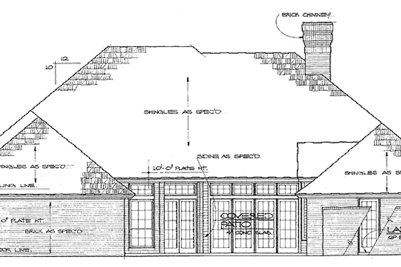 Home Plan - Exterior - Rear Elevation for Prairie House Plan #310-1173 - 4 bed, 3 bath