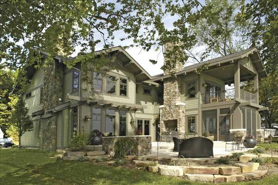 Exterior - Rear Elevation 1 for Craftsman House Plan #928-15 - 2 bed, 3 bath