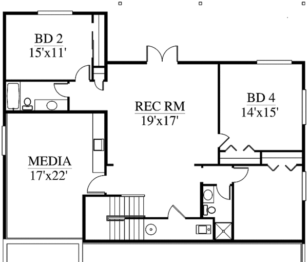 Craftsman Floor Plan - Lower Floor Plan #951-20