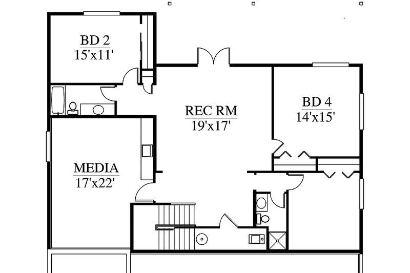 Home Plan - Floor Plan - Lower Floor for Craftsman House Plan #951-20 - 4 bed, 4 bath