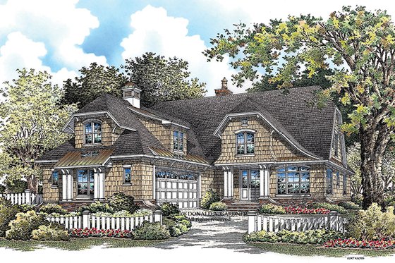 Exterior - Front Elevation 3 for European House Plan #929-922 - 3 bed, 3.5 bath
