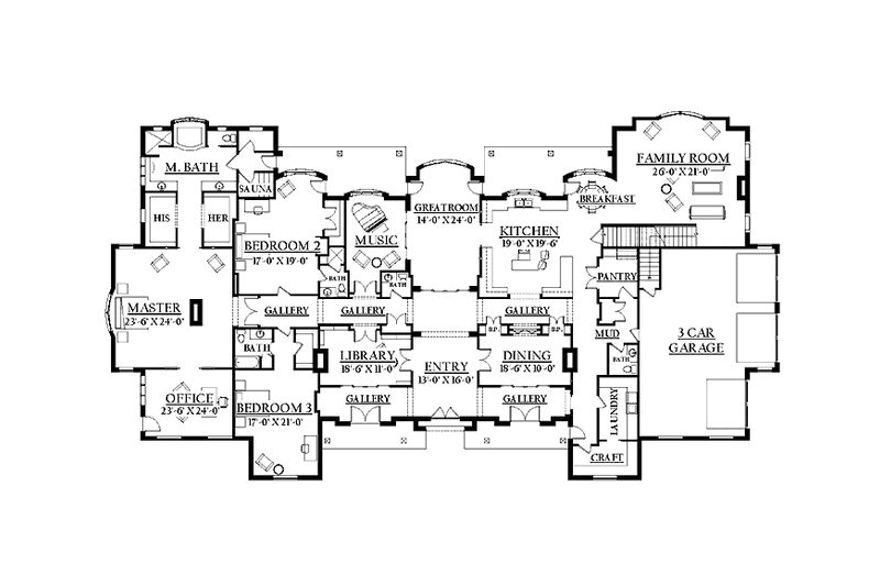 Dream House Plan - Floor Plan - Main Floor for Country House Plan #937-26 - 4 bed, 4 bath