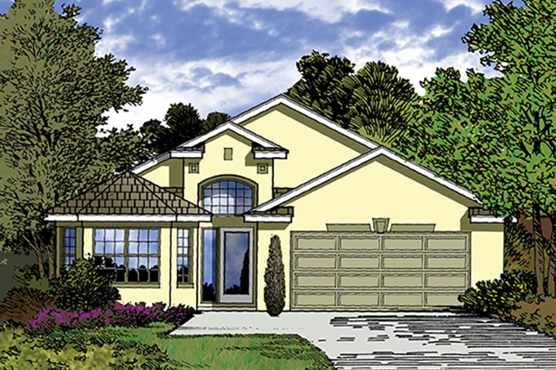 Home Plan - Exterior - Front Elevation 3 for Mediterranean House Plan #417-824 - 4 bed, 2 bath