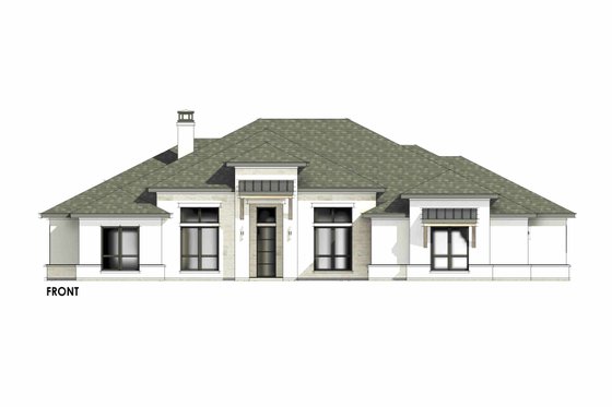 Exterior - Front Elevation 5 for Prairie House Plan #1096-37 - 4 bed, 3.5 bath
