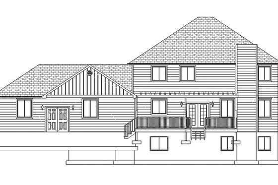 Exterior - Rear Elevation 3 for Traditional House Plan #1060-8 - 5 bed, 4 bath