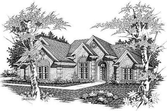 Exterior - Front Elevation 3 for European House Plan #329-243 - 3 bed, 2 bath