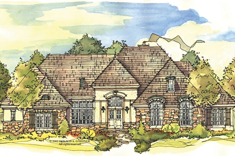 Home Plan - Exterior - Front Elevation 3 for European House Plan #929-930 - 4 bed, 4 bath