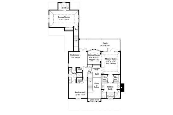 Floor Plan - Upper Floor for Victorian House Plan #930-212 - 3 bed, 2.5 bath