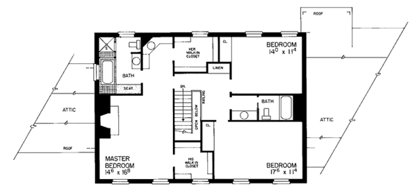 House Blueprint - Classical Floor Plan - Upper Floor Plan #72-806