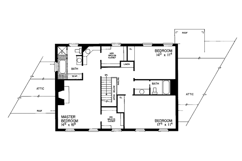 Dream House Plan - Floor Plan - Upper Floor for Classical House Plan #72-806 - 3 bed, 2.5 bath