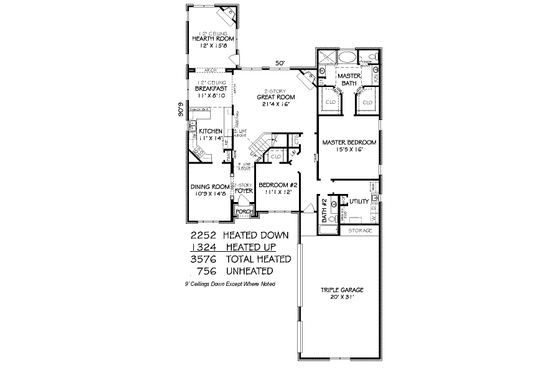 Floor Plan - Main Floor for European House Plan #424-339 - 4 bed, 3 bath