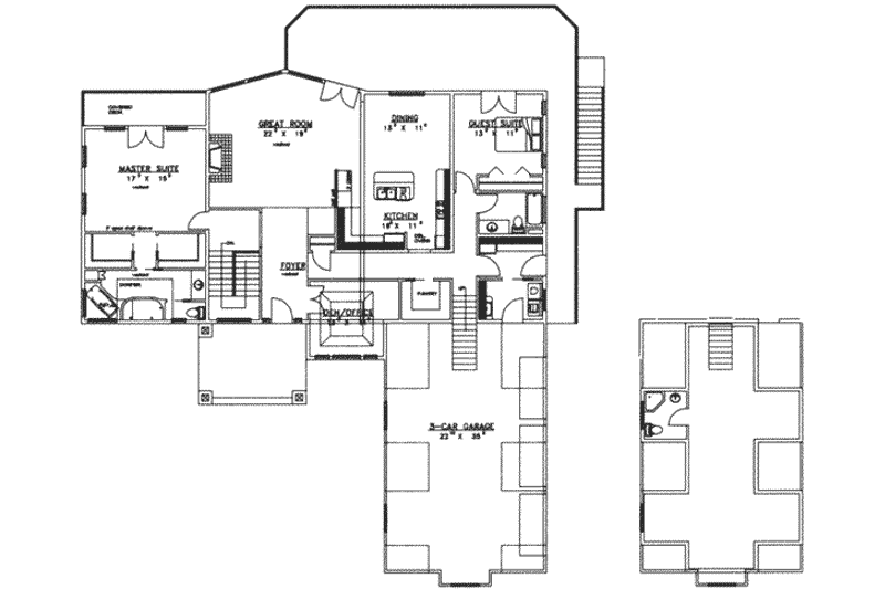 Home Plan - Floor Plan - Main Floor for Traditional House Plan #117-237 - 4 bed, 5 bath