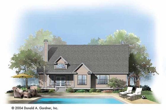Exterior - Rear Elevation for Ranch House Plan #929-734 - 3 bed, 2 bath