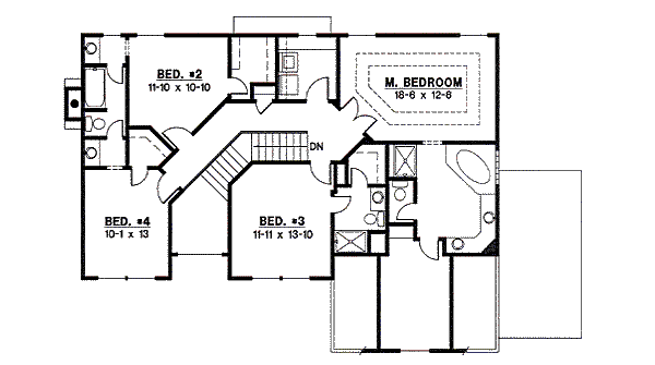 Traditional Floor Plan - Upper Floor Plan #67-861
