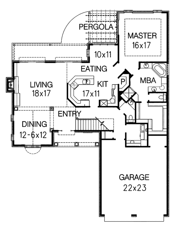 Architectural House Design - Traditional Floor Plan - Main Floor Plan #15-332